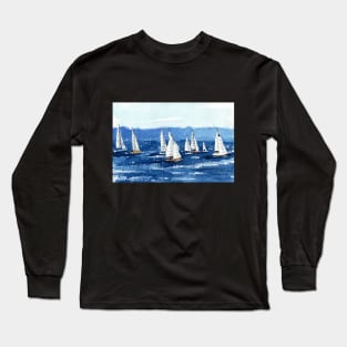 Sailing Regatta Watercolor Painting Long Sleeve T-Shirt